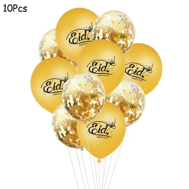 1Set EID MUBARAK Balloons Gold Silver Helium Confetti Ballon For Muslim EID Air Ball Ramadan Festival Party Decoration Supplies