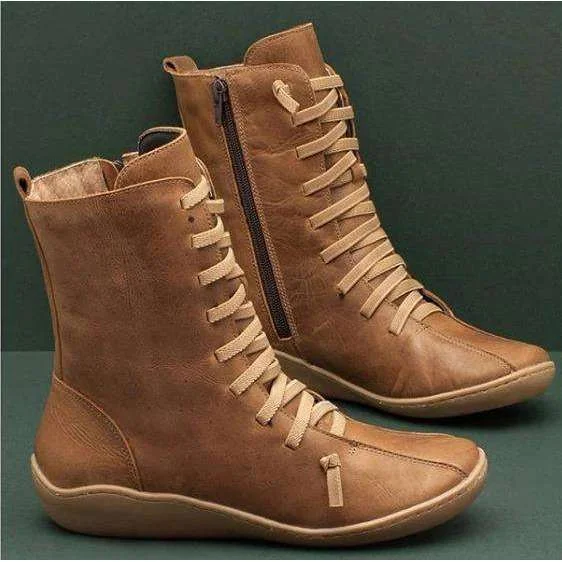 Comfortable Color Laced Boots shopify Stunahome.com