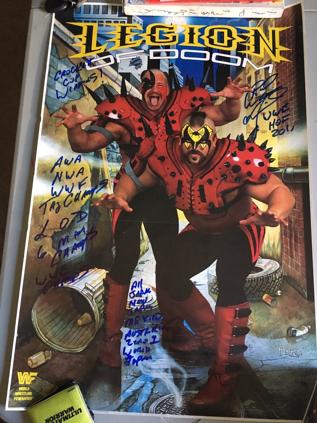 Road Warrior Animal Signed Original LOD Wrestling Poster 90s Rare WWF WWE AWA