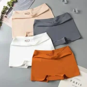Intbuyer Ice Silk Seamless Underwear Summer Thin Women's Boxer Shorts Ladies Panties Safety Pants Soild Female Mid Waist Lingerie Panty
