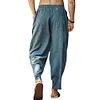 Pantaloni casual larghi da uomo in cotone e lino