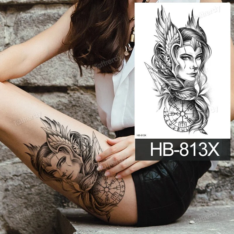 big tattoo anime tiger lion king head thigh leg temporary tattoo for women girls beauty sexy body art sticker tattoos waterproof