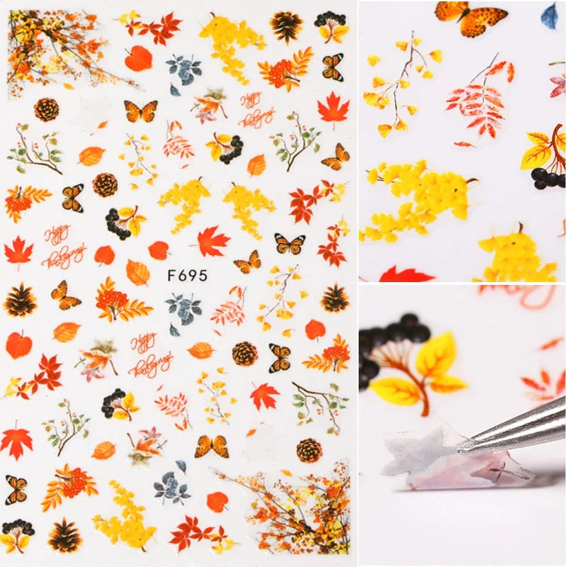 1PC Abstract Face Pattern 3D Nail Stickers Summer Autumn Lady Image Flower Leaves Sliders Decals For Nails Decoration Manicures
