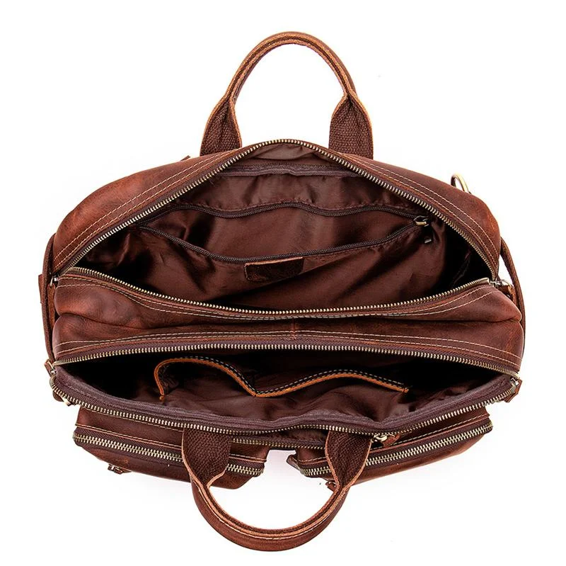 Multi-Functional Spacious Interior Comfortable Grab Detachable Sling Strap Genuine Leather Bag