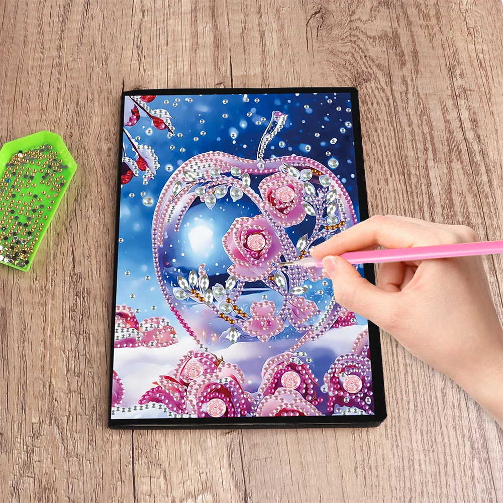 5D DIY Special Shaped Crystal Apple 50 Pages Diamond Painting Notebook for Beginners