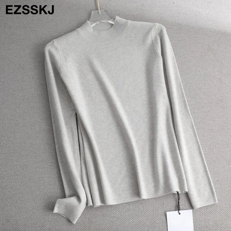 Loose  halfneck Sweater Pullover Women Autumn winter Casual long Sleeve basic plus size Sweater For women Female knit top