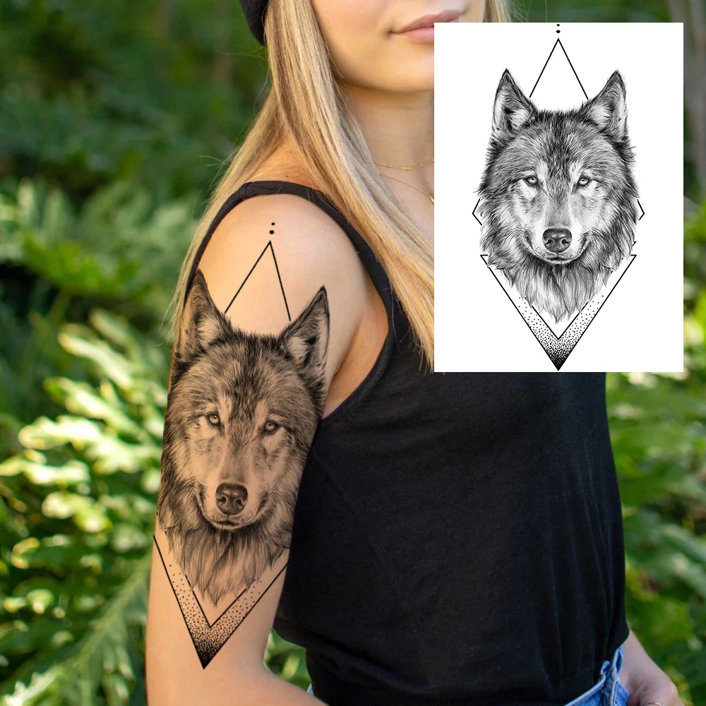 Sdrawing High Quality Lion Tiger Temporary Tattoos For Men Boys Realistic Fake Black Waterproof Tattoos Decal For Adult Party Supplies