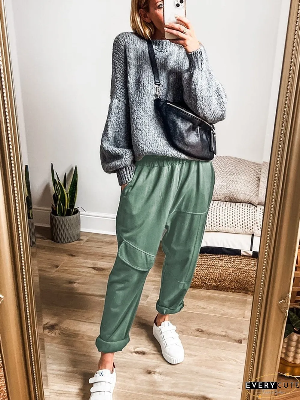 Misty Green Cargo Jogger Pants