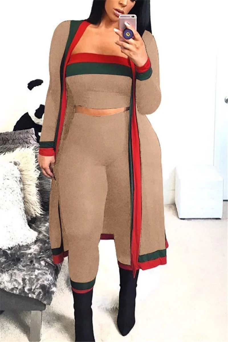 Casual Patchwork Blending Two-piece(With The Coat)