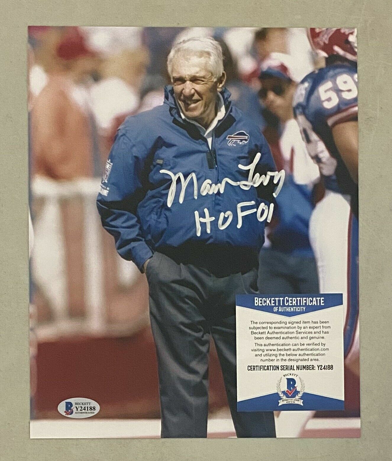 Marv Levy signed Buffalo Bills 8x10 Photo Poster painting autographed HOF 2001 inscr. BAS COA