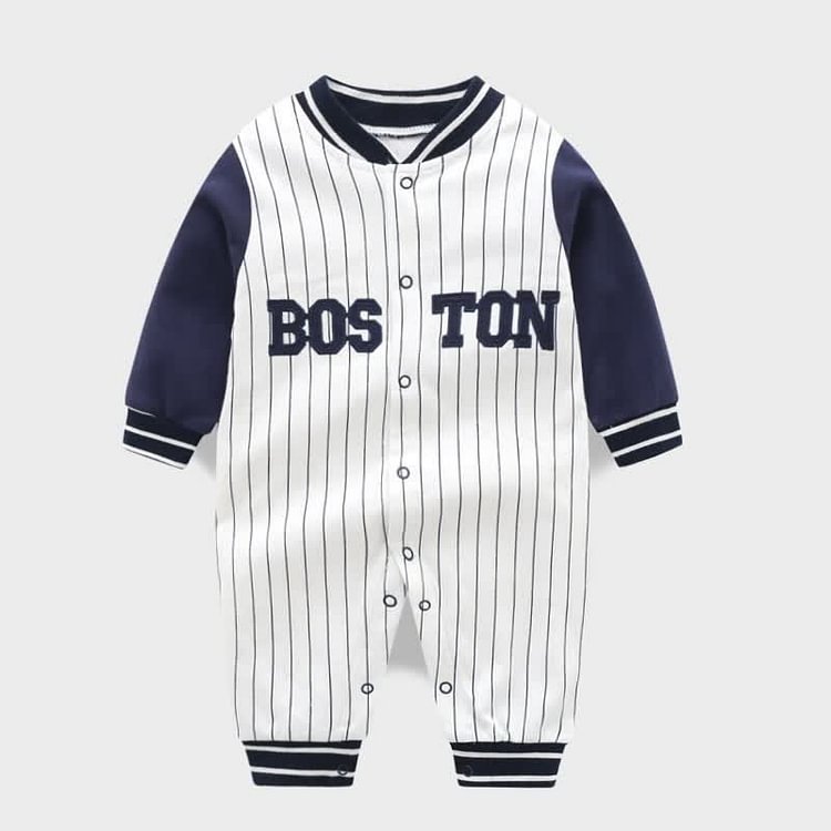 BOSTON Baby Striped Baseball Romper