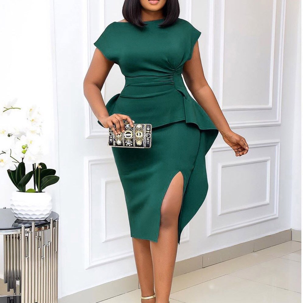 African Birthday Dress Women 2022 Bodycon Party Short Sleeves Christmas Elegant Event Africa Evening Coming Midi Dresses