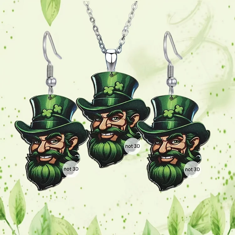 St. Patrick's Day Hot Sale Funny Beard Old Man joyful Face Men's Earrings Pendant