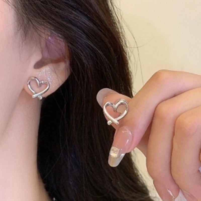 3 Pieces Sweet Heart Shape Rose Flower Inlay Imitation Pearl Alloy Rhinestones Earrings