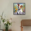 Chiot dans les fleurs-peinture au diamant rond-30*30cm
