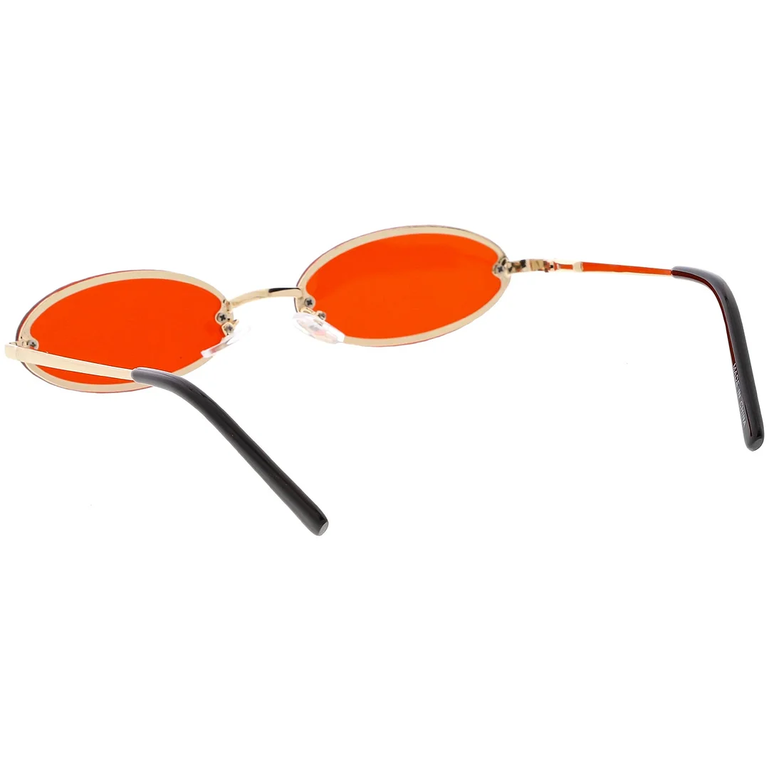 Retro Small Rimless Oval glasses Slim Arms Color Tinted Lens 54mm