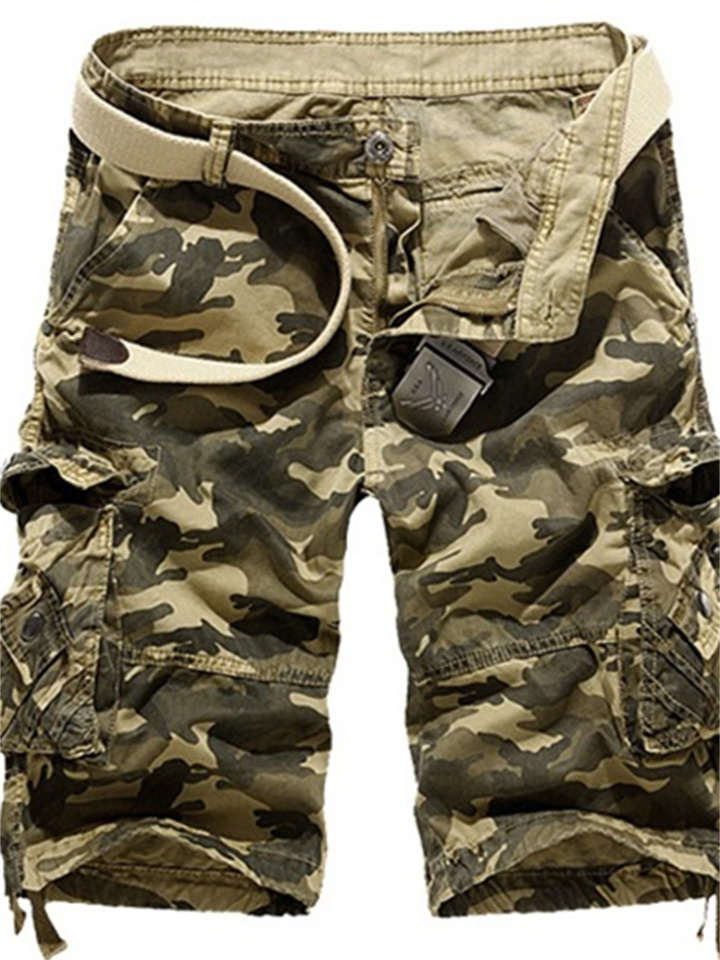 Men's Cargo Shorts Hiking Shorts Multi Pocket Camouflage Knee Length Daily Cotton Basic Black / Red Army Green