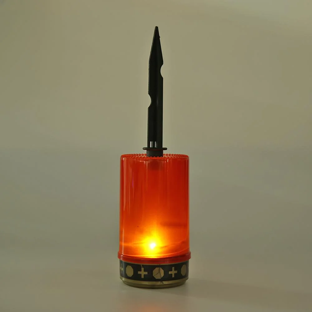 Solar Power Grave Lawn Light Flameless Electronic LED Candle Lamp (Red)