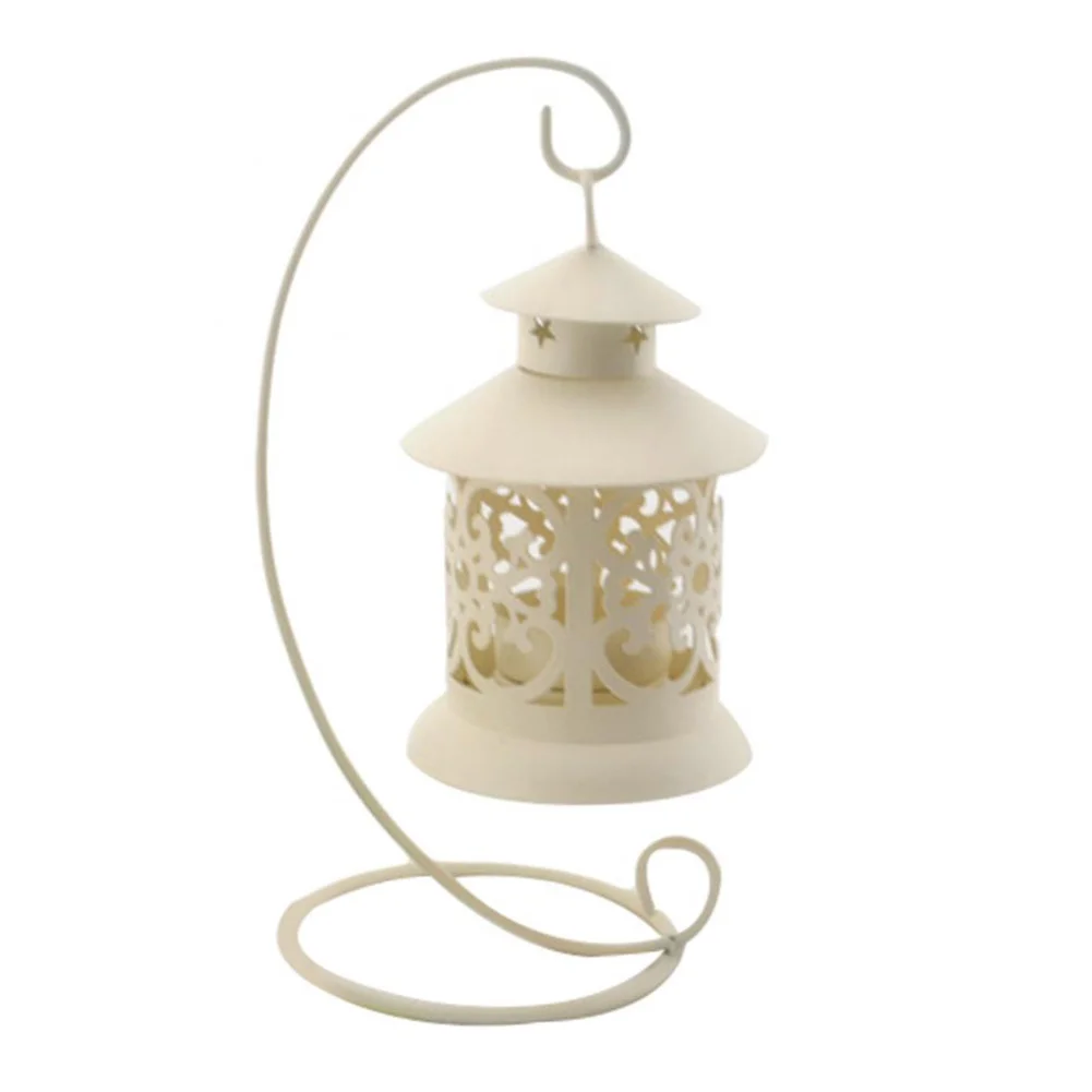 Hollow Hanging Bird Cage Candle Holder Candlestick Home Party Decor (White)