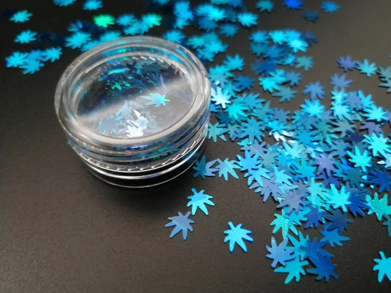 Gold Silver Glitter Nail Foil Sticker Adhesive Transfer Paillette Flake Full Cover Weed Leaf Decal Decor Decoration Manicure