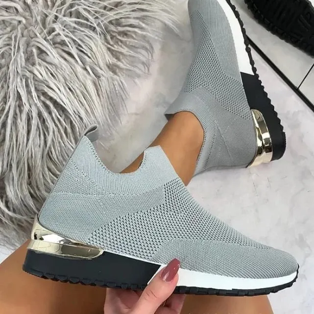 New Fashion Women Casual Shoes Mesh Breathable Comfortable Female Sneakers Summer Solid Color Slip On Ladies Walking Shoes