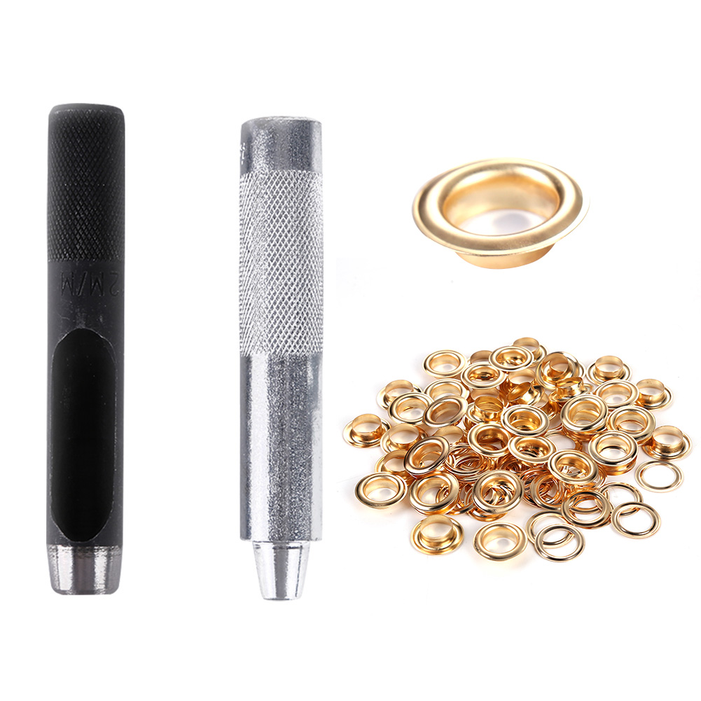 

100pcs Metal Eyelets Set 12mm Grommets Rings Kit with Mounting Punch Rods, 501 Original