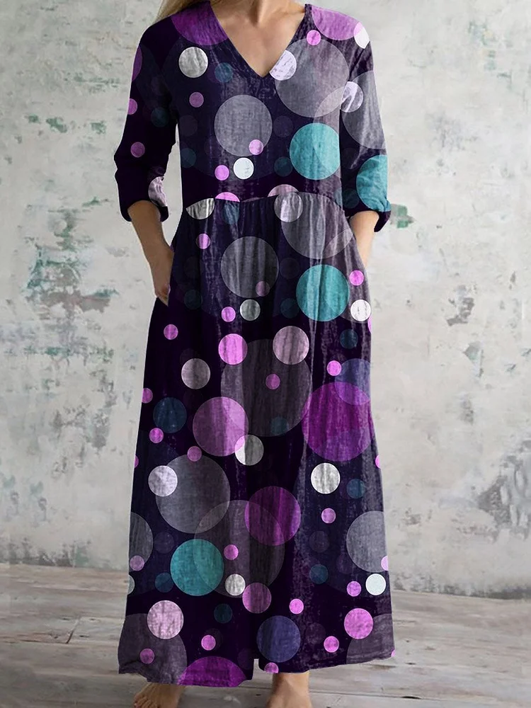 Women's Polka Dot Print Casual Cotton Dress