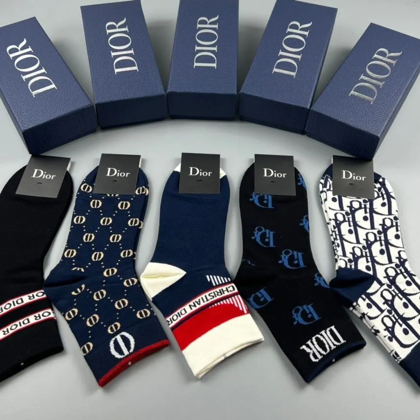 Mid-Calf Men's Business Socks Mid-Calf Socks Autumn Winter New Spring Autumn High-Quality Warm Trendy Five-Pair Pack