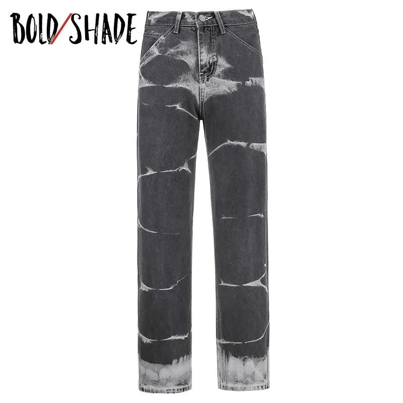Bold Shade Grunge Streetwear Fashion Indie Jeans Tie Dye Skater Denim Pants Boyfriend Jeans 90s Teen Girls Style Y2K Bottom Fall