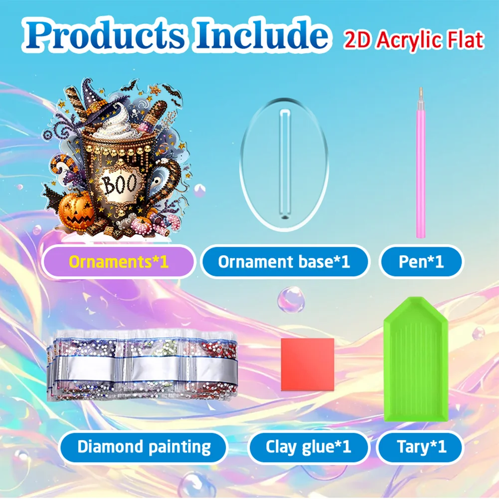 2D Flat Halloween DIY Diamond Painting Desktop Ornaments Kit for Decor (Dessert)