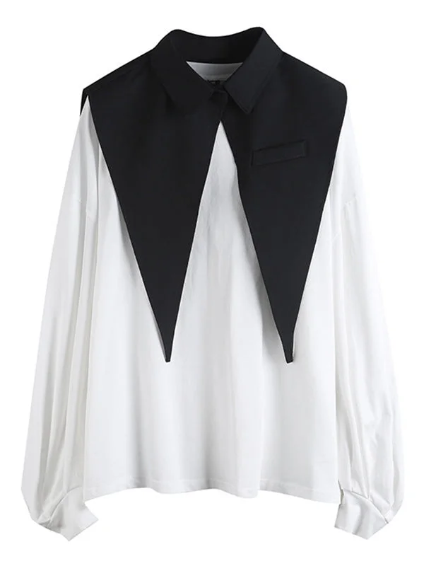 Original Two-Pieces Suit Collar Puff Sleeve T-Shirt