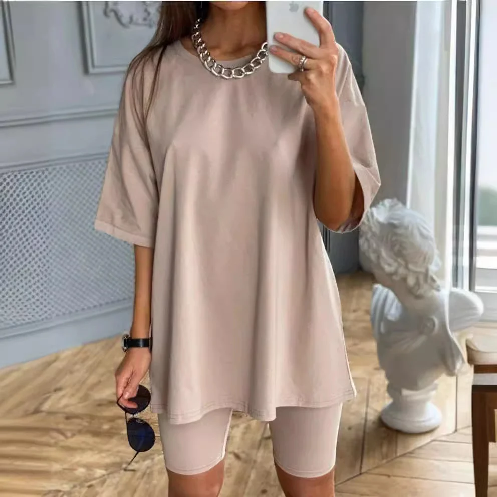 Nigikala Nigikala Spring And Summer New Hot Women's Clothing Two Sets With Belts Solid Color Home Loose Sports Fashion Leisure Suit