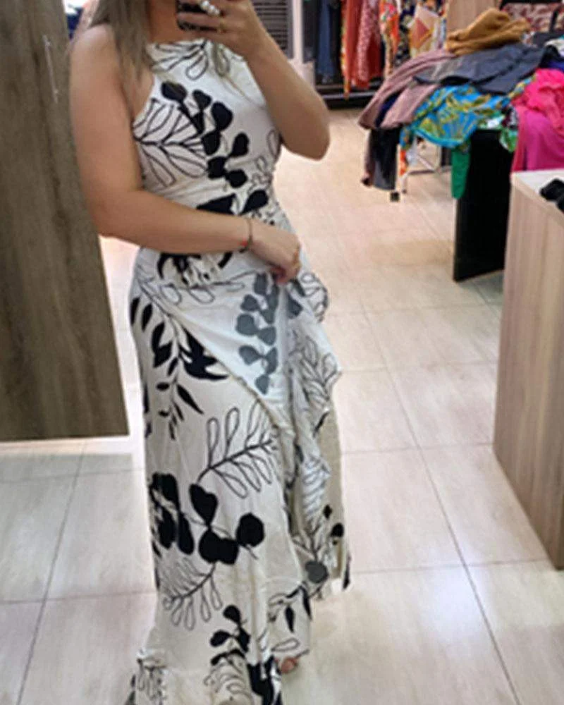 Fashion Printed Halter Jumpsuit