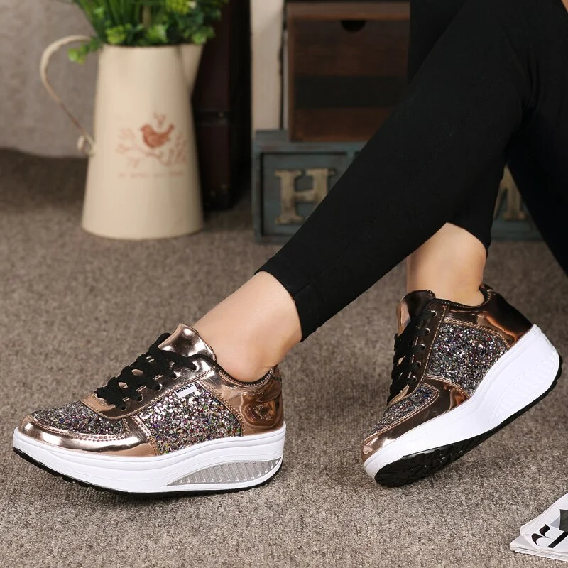 Qengg Women's Vulcanized Shoes Casual  Ladies  Sequins Shake Shoes Fashion Walking Girls Sport Womens Soft Shoes Sports