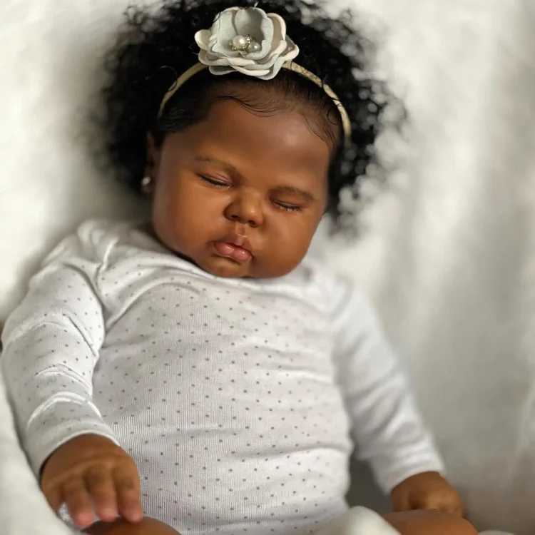  20" Lifelike African American Handmade Sleeping Reborn Girl Doll Named Sopina - Reborndollsshop®-Reborndollsshop®