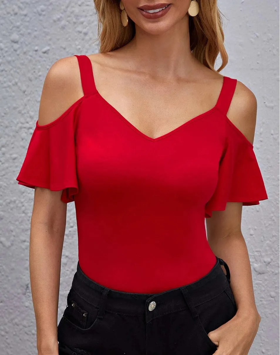 Brownm Elegant Ruffled Slim Fit Camisole Casual Blouses