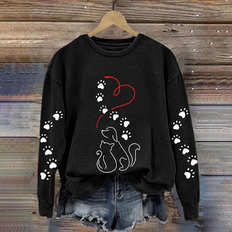 Simpfit Sweatshirt mit Hundepfoten-Herz-Print