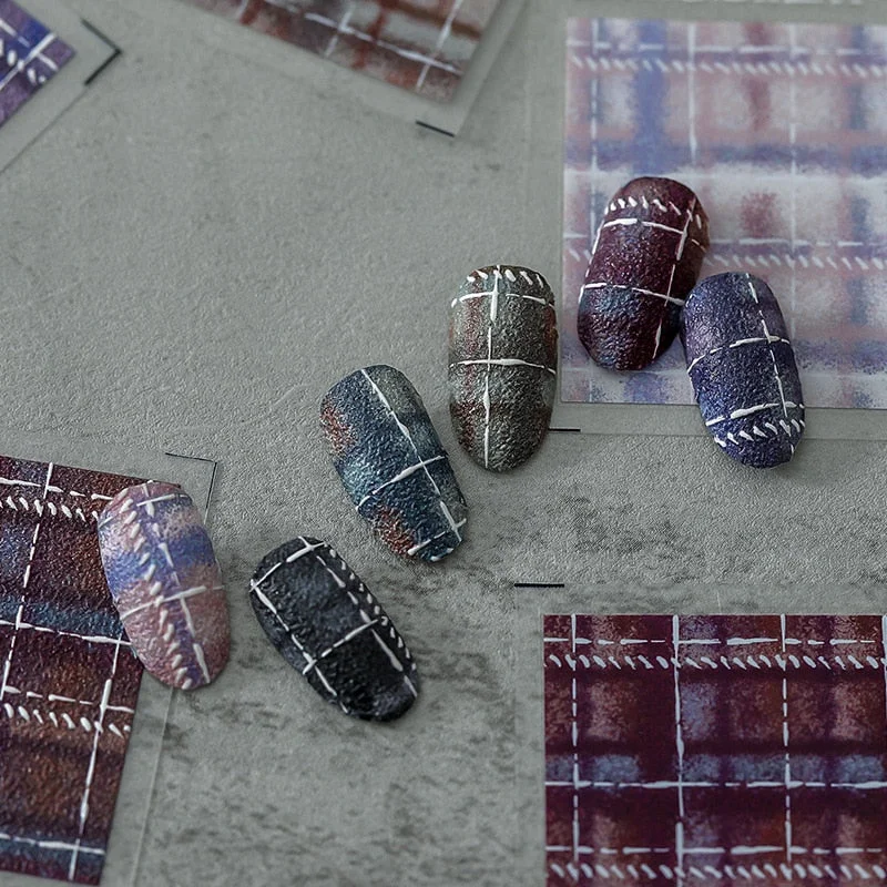 5D Embossed Geometry Stripe Nail Stickers Pro Frosted Thin Transparent Adhesive Nail Art Decorations Nail Polish Strips Wraps-Nail Inspo