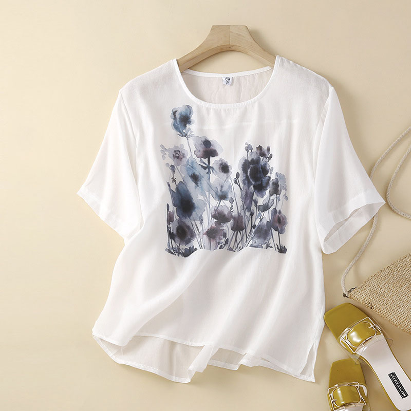 Summer ink printing casual T-shirt