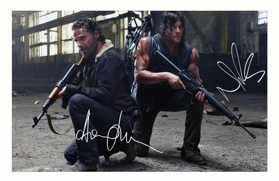 ANDREW LINCOLN & NORMAN REEDUS - THE WALKING DEAD AUTOGRAPH SIGNED Photo Poster painting POSTER