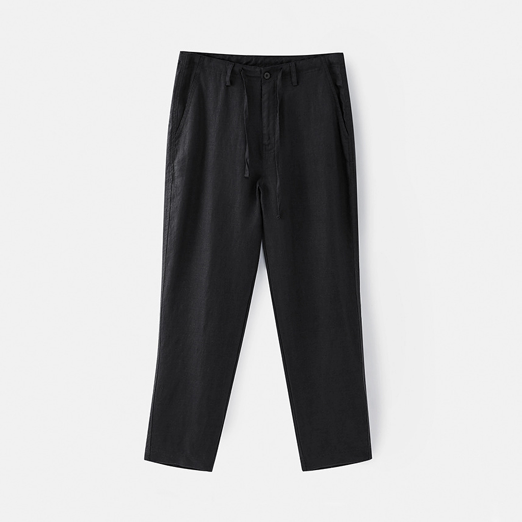 100% European Linen Men's Cropped Casual Pants REAL SILK LIFE
