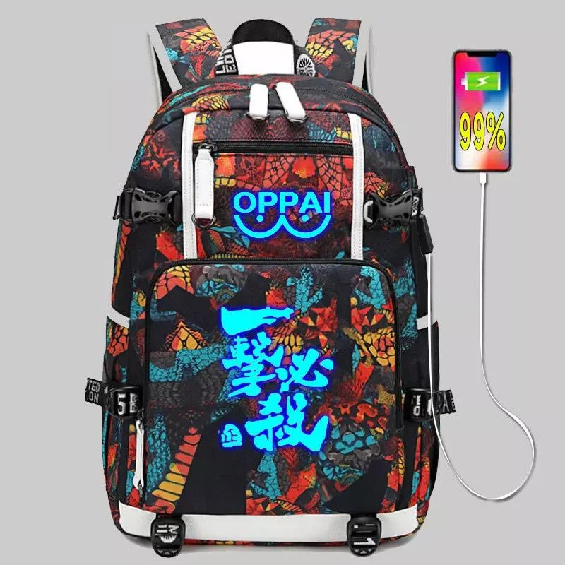 Buzzdaisy Anime One Punch Man #5 USB Charging Backpack School NoteBook Laptop Travel Bags Luminous