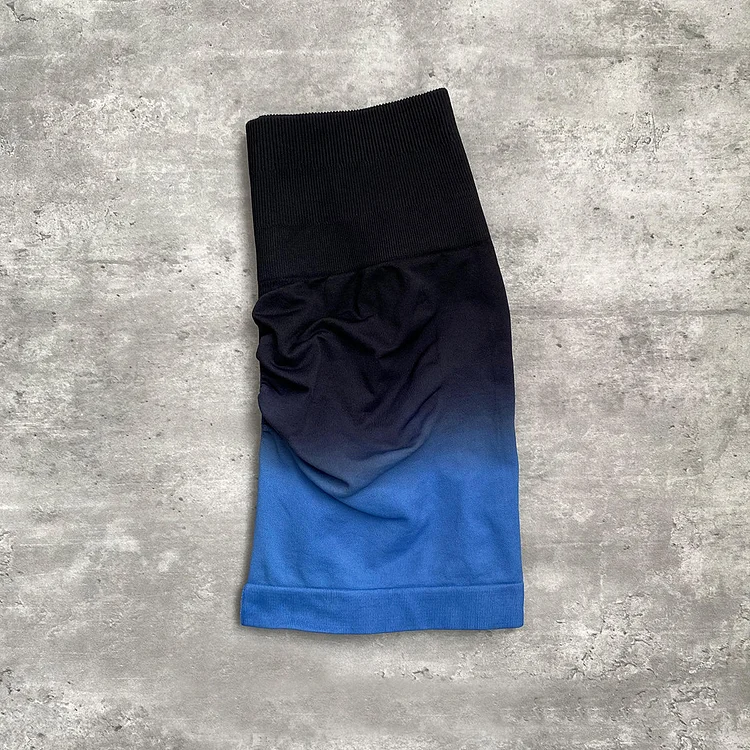 PASUXI Women Gym Yoga Booty Running Workout Fitness Nylon High Waist Gradient Sport Shorts huanwei