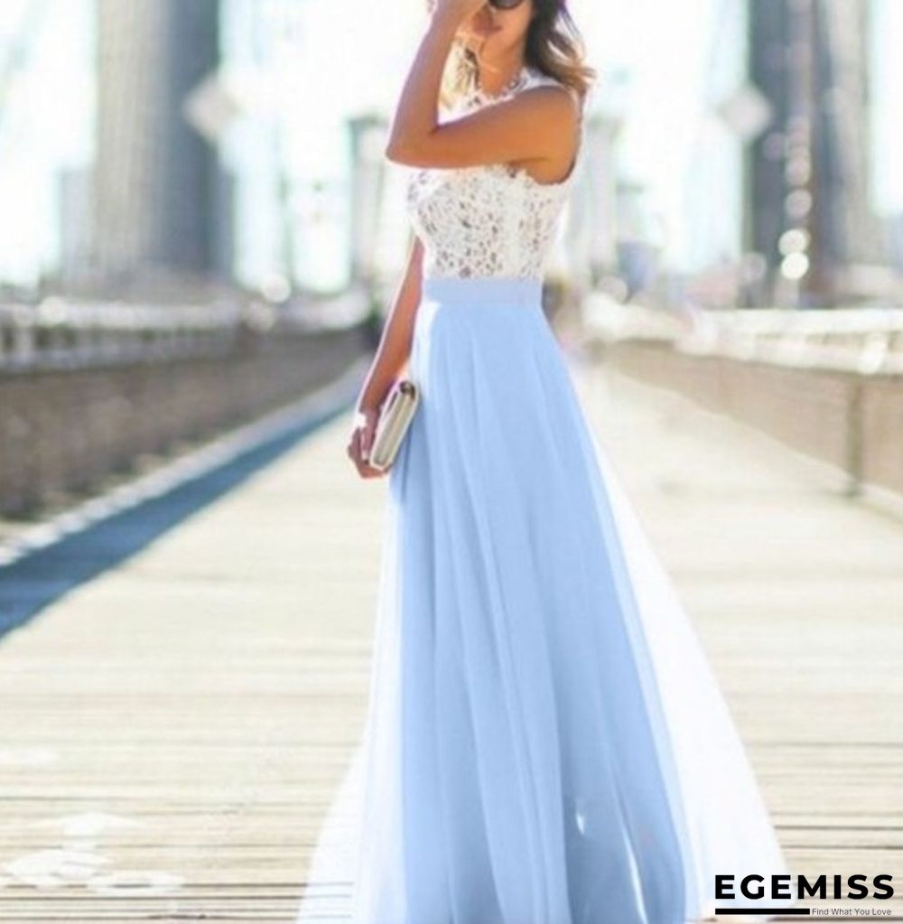 Lace Stitched Chiffon Extra Long Dress | EGEMISS