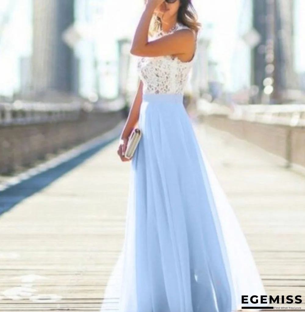 Lace Stitched Chiffon Extra Long Dress | EGEMISS