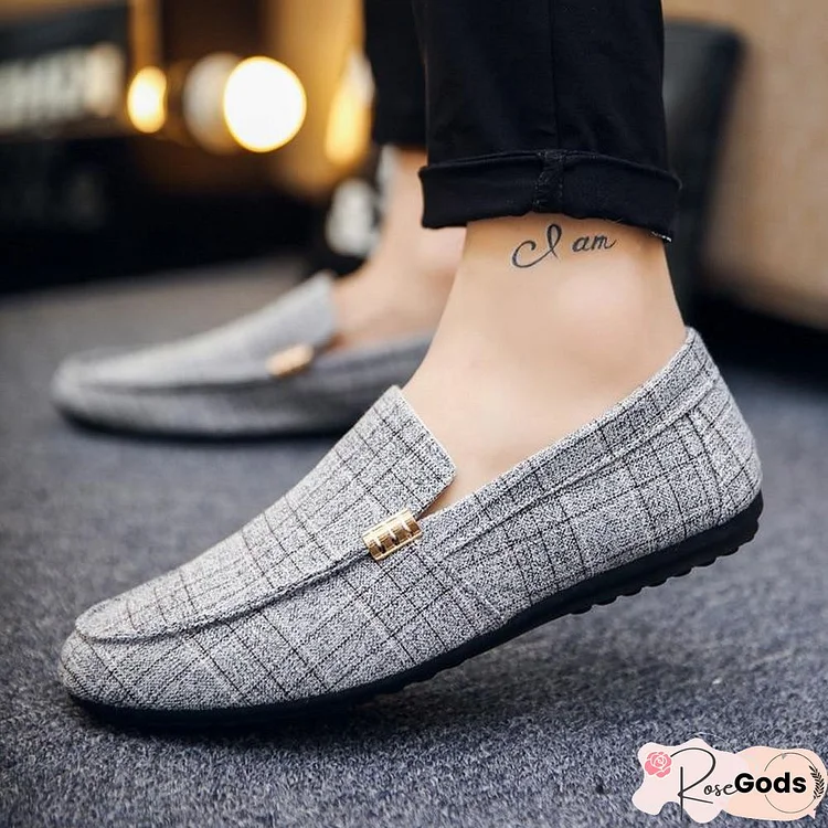 Men's Casual Loafers Slip On Light Canvas Breathable Flats Shoes