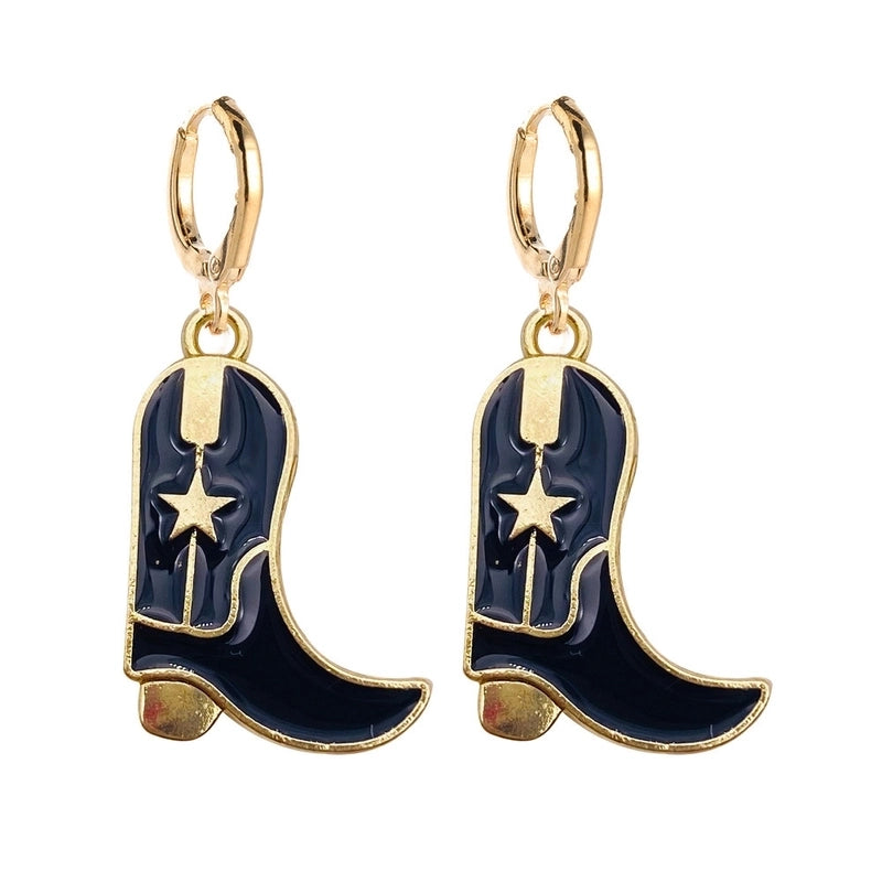New Vintage Personalized Cowboy Boots Earrings Fashion Hat Alloy Oil Drop Pendant Earrings Europe And The United States  Jewelry