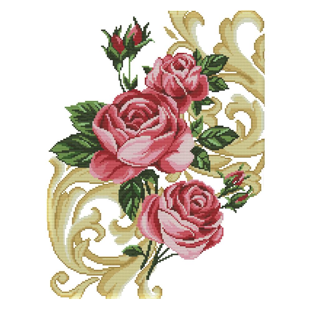 

Rose - 14CT Stamped Cross Stitch - 35*44cm, 501 Original
