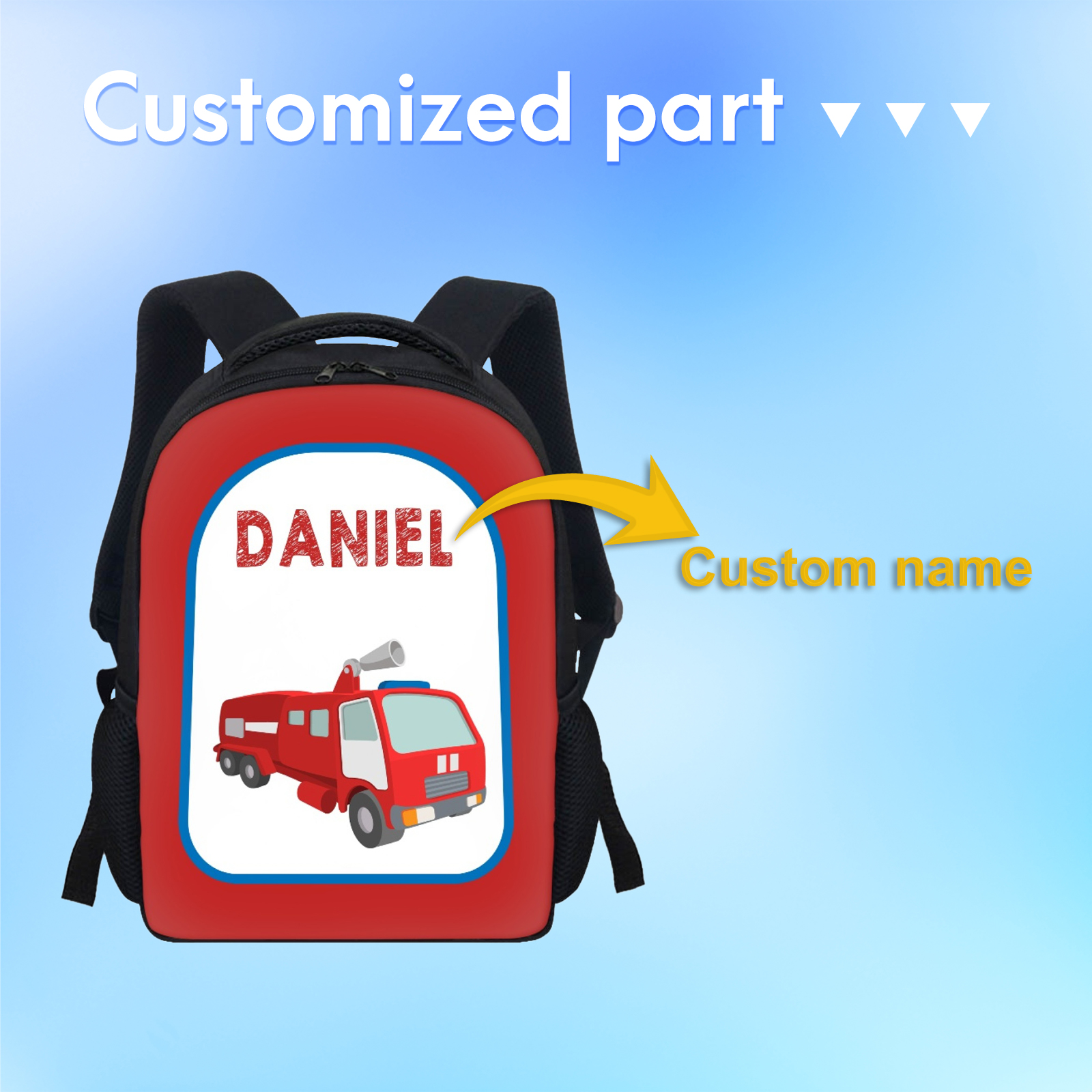 Personalized Bus School Bag Name Backpack, Customized Schoolbag Travel Bag For Kids