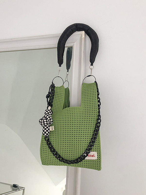 Chains Hollow Woven Shoulder Bags Handbags LIGHT GREEN-One_size